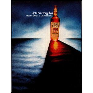 1971 Four Roses Premium American Whiskey Vintage Print Ad Sunrise Bottle Photo